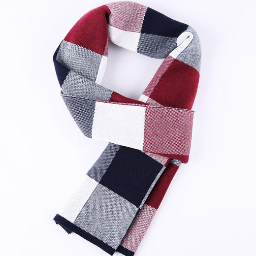 【围巾】秋冬季英伦格子保暖围脖男毛线针织围巾 商品图1