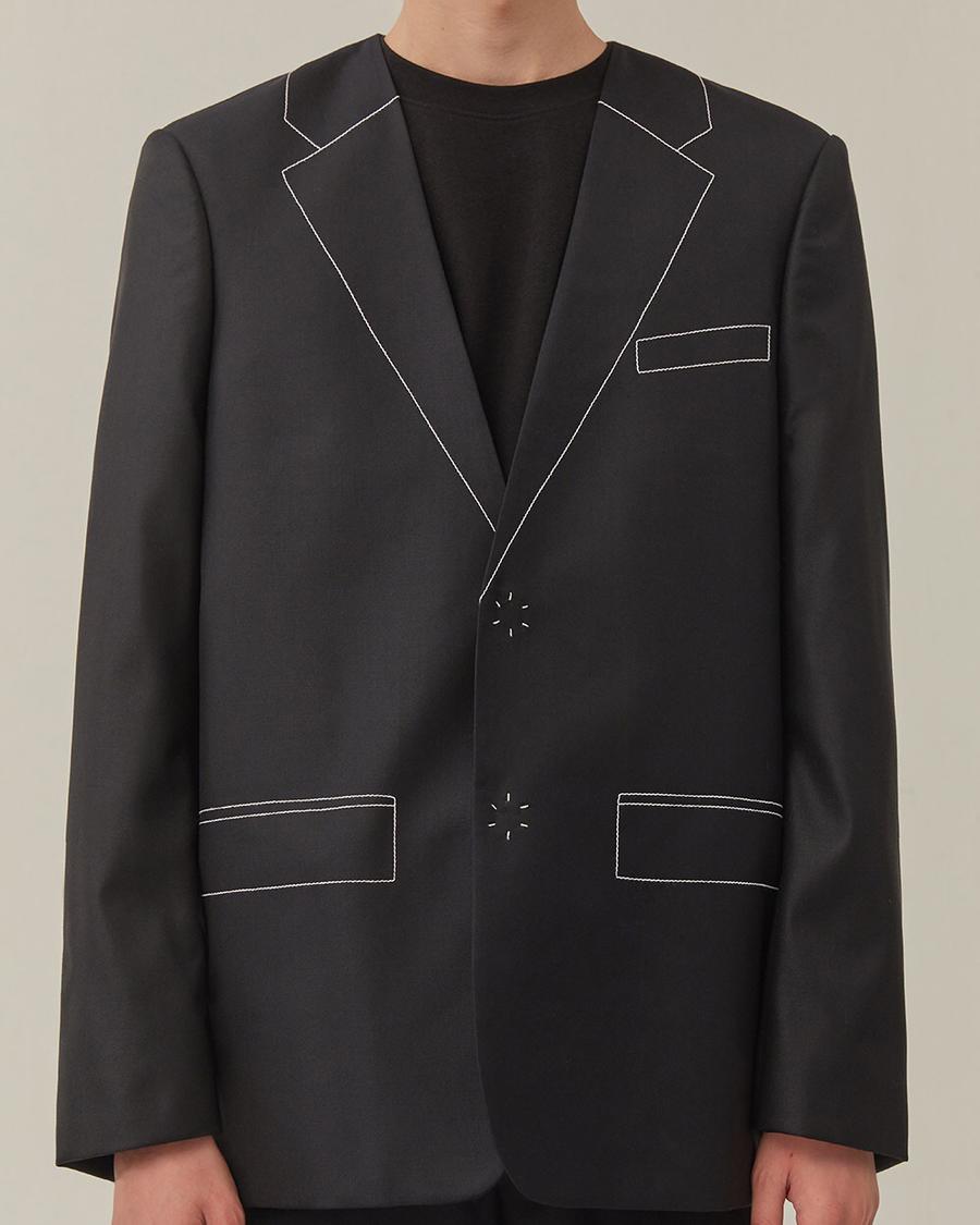 ader error 真丝羊毛混纺 酷感 结构主义 休闲西装外套 wt410