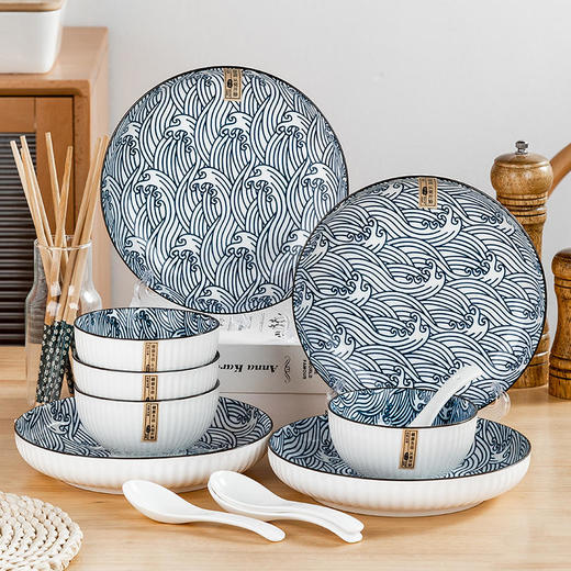 【尚行知是古染蓝韵餐具】破损包赔，专业的防破损包装，专业售后团队，7天内无理由退换货，放心购买 商品图0