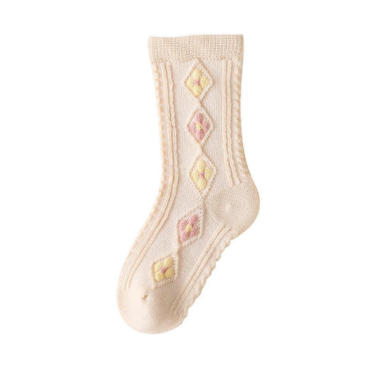 【3双装 棉质亲肤 舒适透气】A类婴儿袜子秋冬新款卡通儿童袜子 韩版小花菱形新生儿宝宝袜子 商品图5