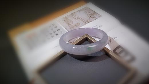 淡紫色紫罗兰翡翠带绿点翡翠手镯 商品图11