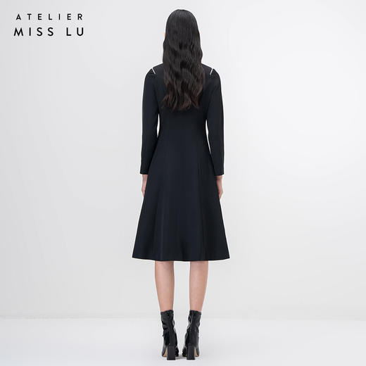 【散尾葵】拉链拼接两穿设计黑色撞色连衣裙/0000762 商品图3