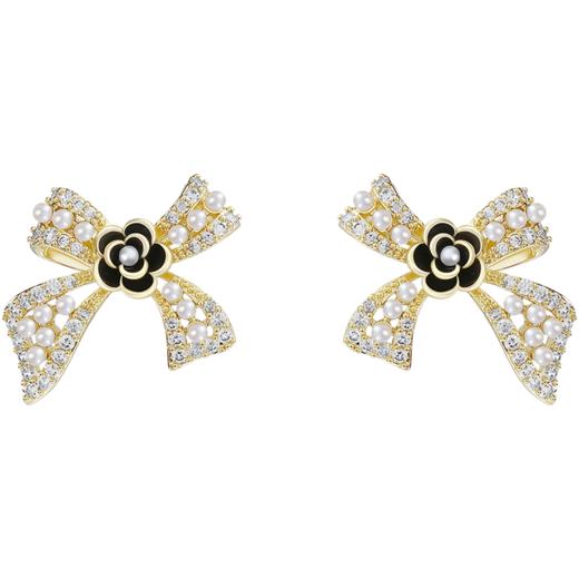 ZEGL蝴蝶结山茶花耳钉女小众设计感耳环2021年新款潮925银针耳饰 商品图4