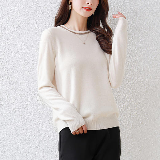丁摩 纯羊毛圆领长袖毛衣21207 商品图1