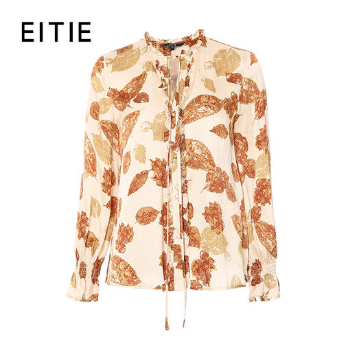 EITIE爱特爱秋季新款时尚通勤印花飘带女上衣6709409 商品图4