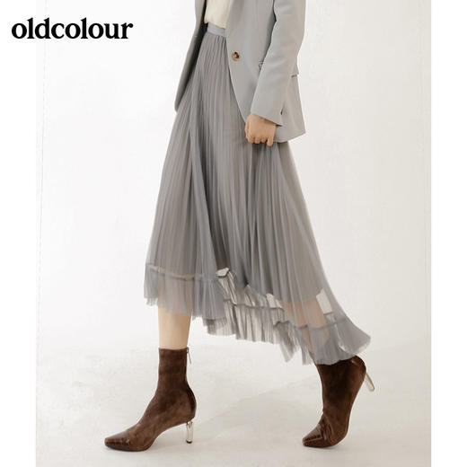 oldcolour秋季气质浅色系百搭中长款纱裙M31063173 商品图2