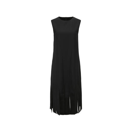 【散落】下摆流苏拼缝设计黑色落肩宽松连衣裙/0000764 商品图4