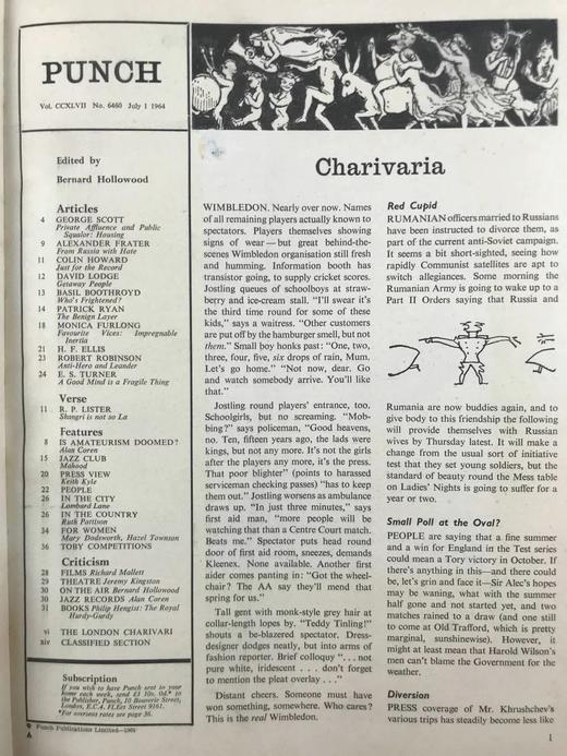 1964年7-12月 英国讽刺漫画杂志《笨拙》 数百幅插图 漆布精装16开 商品图2