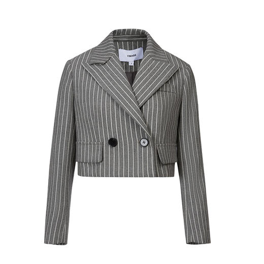 VIMAGE纬漫纪秋冬新款条纹修身女士西装短款外套V1603224 商品图4