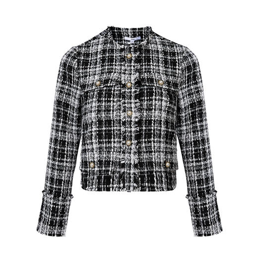 VIMAGE纬漫纪秋冬新款女装舒适优雅格纹短款外套V1603238 商品图9