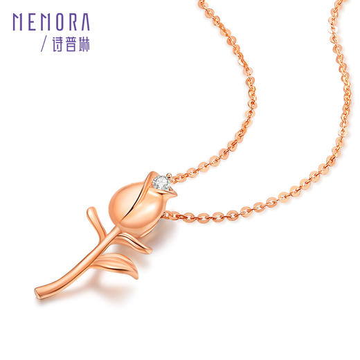 【积分抵值】玫瑰誓约18K金镶钻石玫瑰花型套链情人节送女友DN039601、DN039602 商品图8