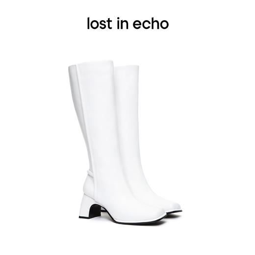 【下架】lost in echo 原创设计师品牌 不规则鞋跟填充装饰方头及膝靴长靴 商品图0