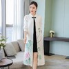 HT-XYX8151新款复古优雅气质修身立领盘扣长袖中长款手绘印花外套 商品缩略图2