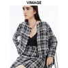 VIMAGE纬漫纪秋冬新款女装舒适优雅格纹短款外套V1603238 商品缩略图4