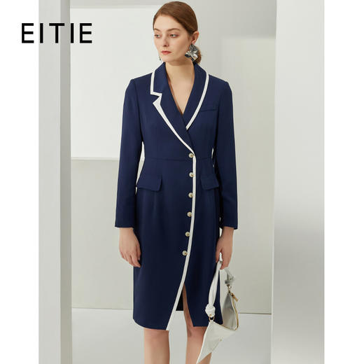 EITIE爱特爱新款优雅舒适显瘦开叉连衣裙C2107844 商品图0