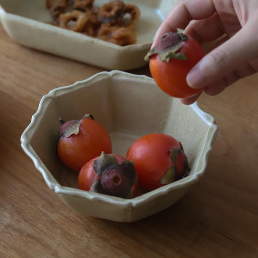 日本 渡边信史 山葵釉灰釉 高台甜品盘 菱形皿 芙蓉五角皿 轮花盘 商品图7