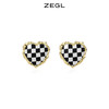 ZEGL棋盘格爱心耳环女设计感小众耳钉2023年新款潮925银针耳饰品 商品缩略图3