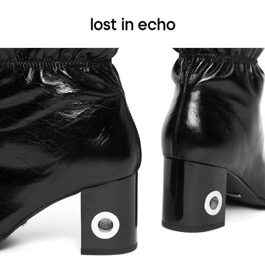 lost in echo 原创设计师品牌 气眼鞋跟圆头趣味袖套膝下靴堆堆靴 商品图2