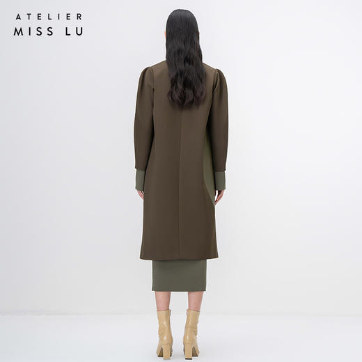 【橄榄枝】橄榄绿不规则曲线拼皮廓形外套/0000757 商品图3