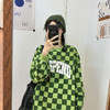 复古格子印花套头卫衣女秋bf慵懒风薄款情侣长袖上衣 商品缩略图3