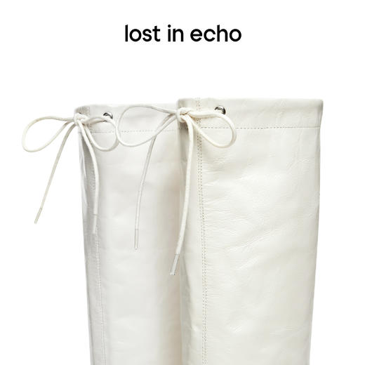lost in echo 原创设计师品牌 气眼鞋跟圆头趣味袖套膝下靴堆堆靴 商品图1