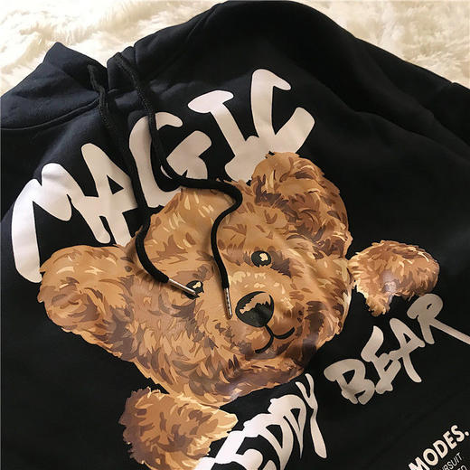 加绒春季新款连帽卫衣男女ins潮流韩版宽松2021年情侣装外套 商品图2