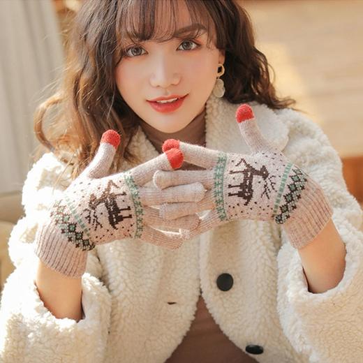 【可触屏设计❗️圣诞麋鹿针织手套】暖心“手”护，美丽不冻手❗️打游戏玩手机不冻手，修饰手型弹力面料，柔软舒适不易起球，轻易不褪色针织保暖手套，圣诞节送礼优选七夕新年礼盒年货礼盒 商品图5