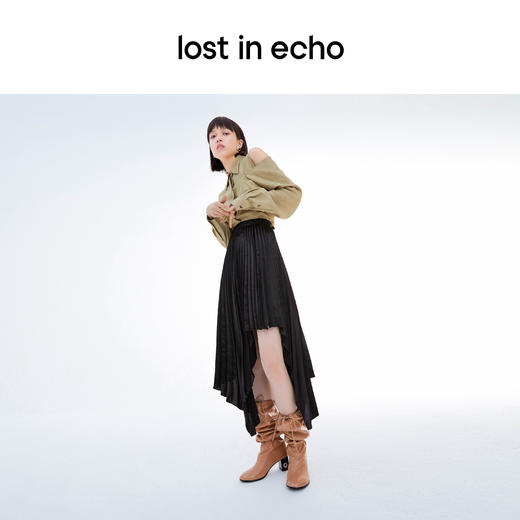 lost in echo 原创设计师品牌 气眼鞋跟圆头趣味袖套膝下靴堆堆靴 商品图4