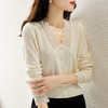 2021秋季单穿打底蕾丝针织衫新款气质V领显瘦宽松毛衣衫潮 YX1395 商品缩略图2