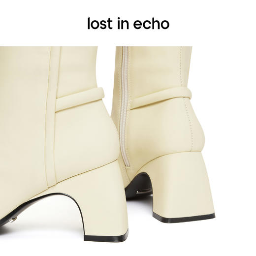 【下架】lost in echo 原创设计师品牌 不规则鞋跟填充装饰方头及膝靴长靴 商品图2