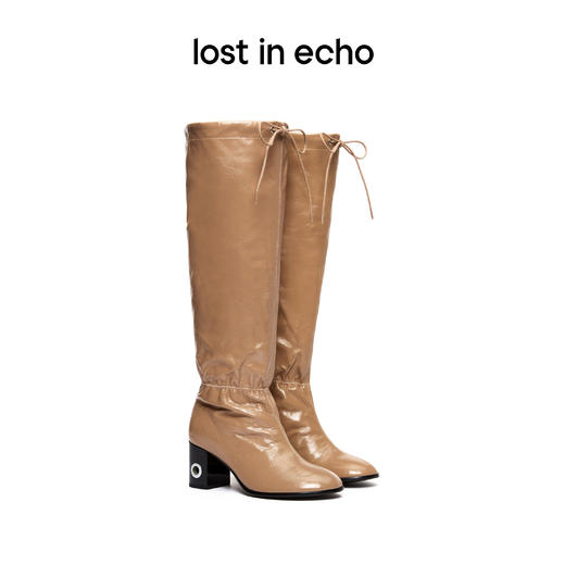 lost in echo 原创设计师品牌 气眼鞋跟圆头趣味袖套膝下靴堆堆靴 商品图0