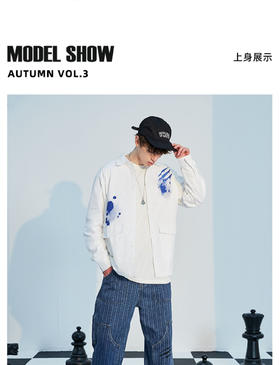 Suamoment血抓痕水墨个性小众长袖衬衫2021秋季新款情侣衬衣外套 白XL