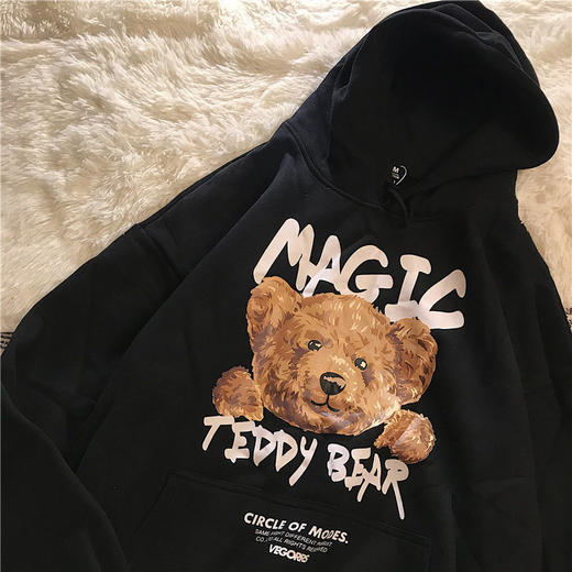 加绒春季新款连帽卫衣男女ins潮流韩版宽松2021年情侣装外套 商品图3