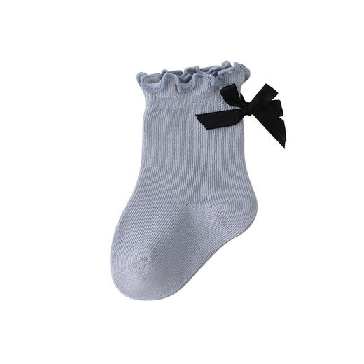 【3双装 舒适绵柔】A类婴儿袜子秋冬新款蝴蝶结宝宝中筒袜 韩版木耳边新生儿松口中筒袜 商品图6
