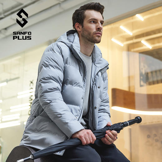 SANFO PLUS 男款墨玉保暖抗风休闲运动长款羽绒服SJM-21088 商品图0