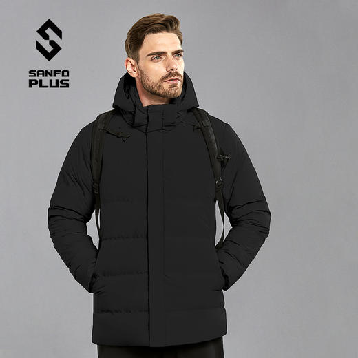 SANFO PLUS 男款墨玉保暖抗风休闲运动长款羽绒服SJM-21088 商品图2