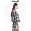 VIMAGE纬漫纪秋冬新款女装舒适优雅格纹短款外套V1603238 商品缩略图6