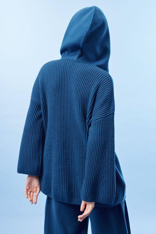 针梭相拼连帽羊绒女上衣 SJF92W135N 商品图2