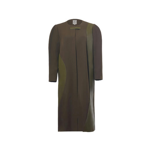 【橄榄枝】橄榄绿不规则曲线拼皮廓形外套/0000757 商品图4