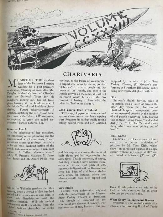 1957年7-12月 英国讽刺漫画杂志《笨拙》 数百幅插图 漆布精装16开 商品图2