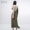 【圆半】流畅曲线松绿拼色长袖针织大摆连衣裙/202104 商品缩略图3
