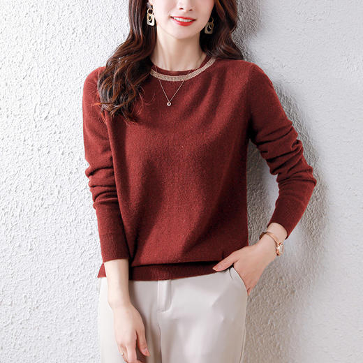 丁摩 纯羊毛圆领长袖毛衣21207 商品图11