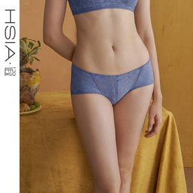 HSIA遐性感内裤女向阳花开镂空全蕾丝透气无痕纯棉裆底中腰平角裤