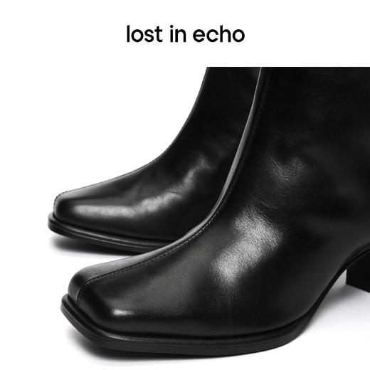 【下架】lost in echo 原创设计师品牌 不规则鞋跟填充装饰方头及膝靴长靴 商品图1