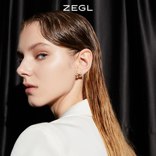 ZEGL蝴蝶结山茶花耳钉女小众设计感耳环2021年新款潮925银针耳饰 商品图0