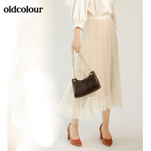 oldcolour秋季气质浅色系百搭中长款纱裙M31063173 商品图4