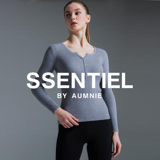 罗纹长袖针织打底衫 / Ribbed Henley Tee 商品图1