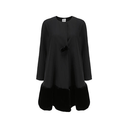 【摩根墨恋】仿兔毛下摆拼接黑色廓形造型外套/0000768 商品图4