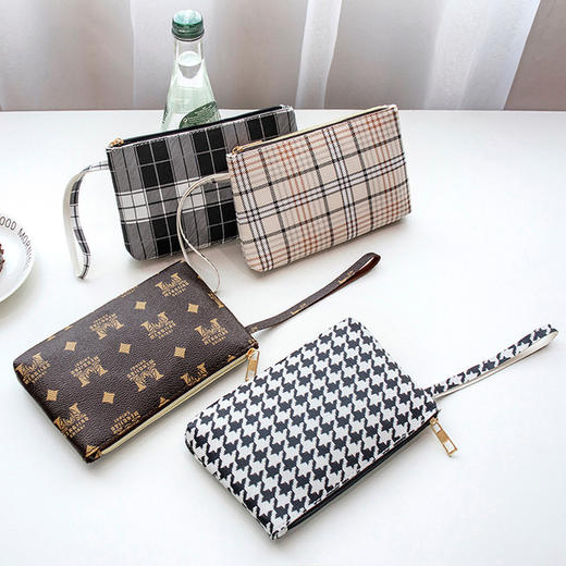 【服饰鞋包】新款时尚印花格子零钱包简约潮流女士手拿包手提手机包 商品图0