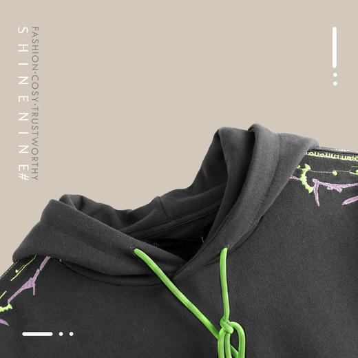 B93246397彩色刺绣帽衫套头卫衣 商品图1